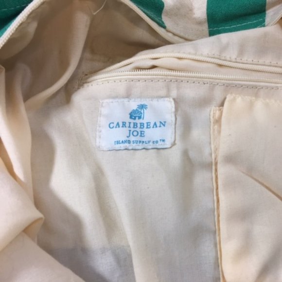 Caribbean Joe Striped Canvas Zip Shopping Beach Travel Tote Bag Extra Lg 22"x18" - Picture 8 of 16